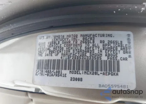 2003 Toyota Avalon Xls из США, поврежденный, VIN 4T1BF28B53U333585